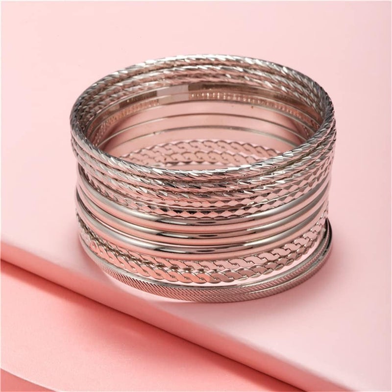 RINTOLER Store 16Pcs Gold Bangle Bracelets for Women - Multi Layer Stackable Textured Bracelets Boho Jewelrys Set. - Image 5